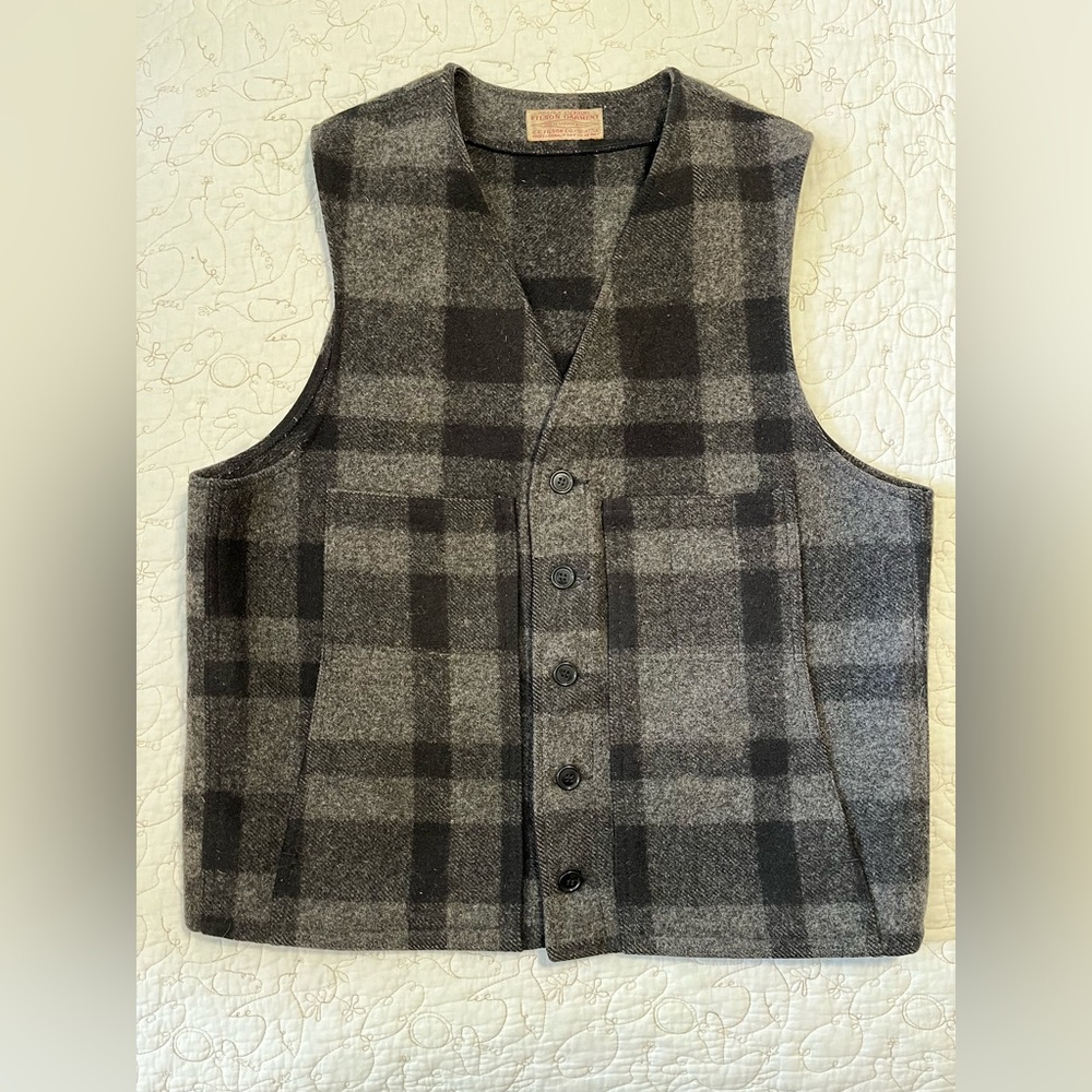 Vintage Filson Wool Mackinaw Vest. Charcoal and Gray.